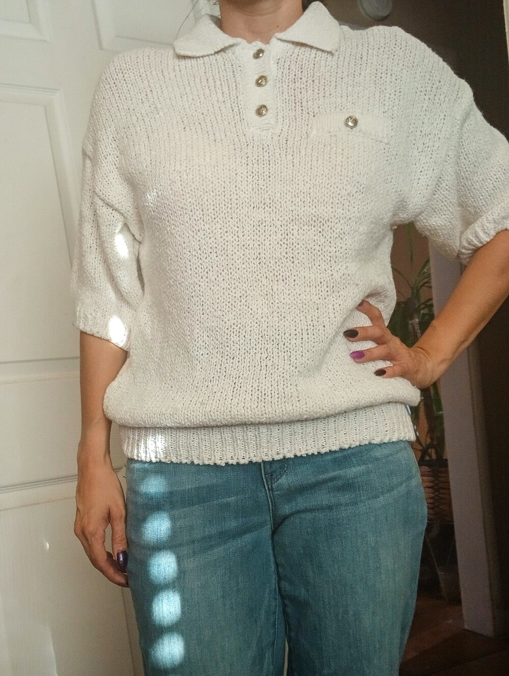 Vintage Rainbow Ridge Cozy Knit Polo Sweater